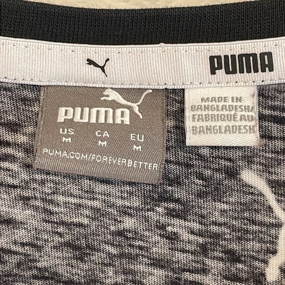 Puma Women T-Shirt Medium Black Logo Print Cotton Athletisure Streetwear Workout - Picture 7 of 12